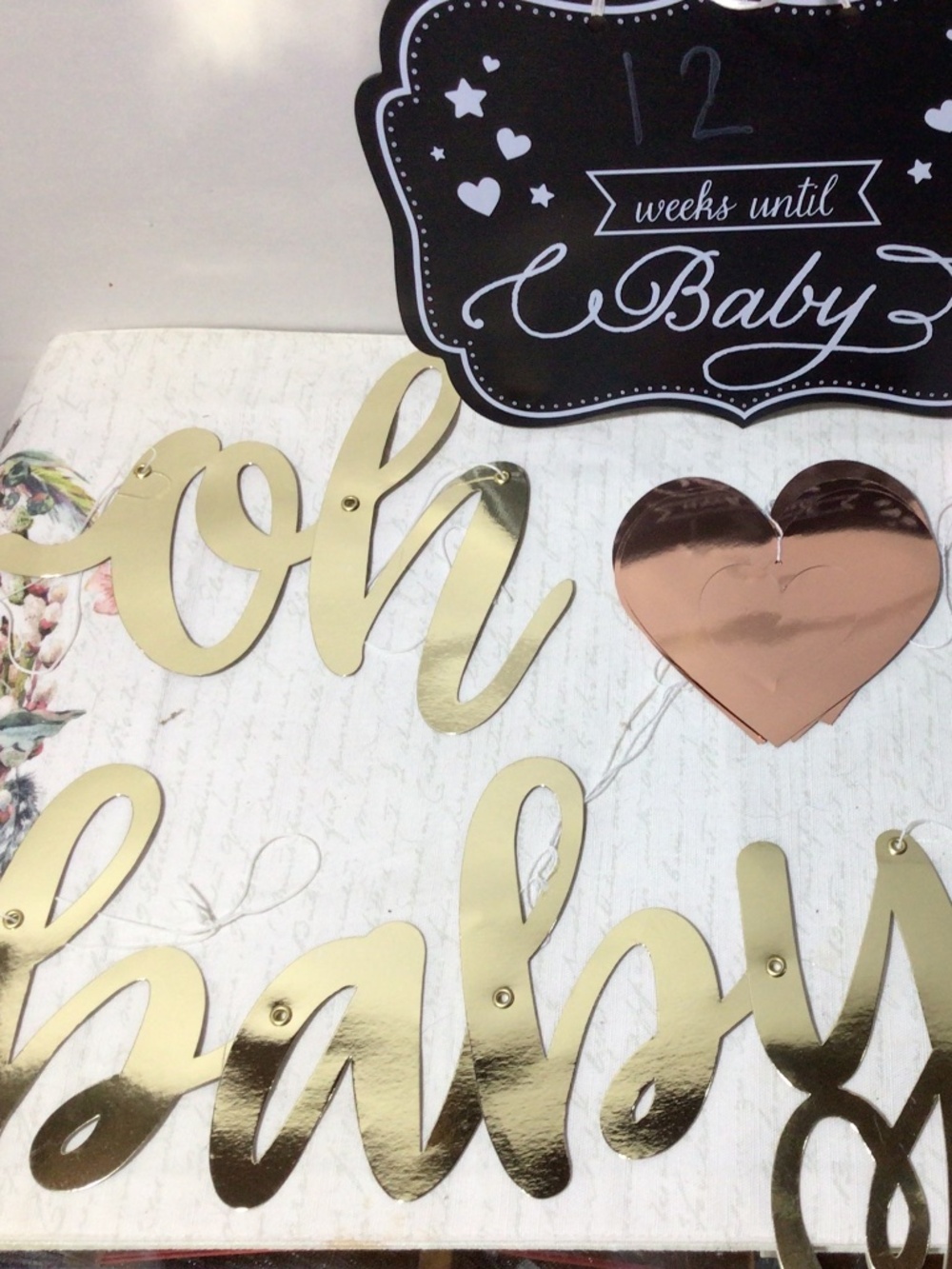 Baby shower decor Gold "Oh Baby" & "We Can't Beary Wait" welcome baby Banner Set